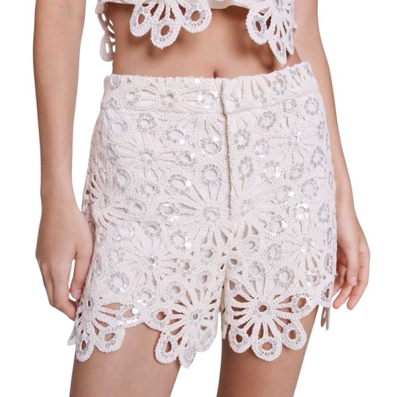 Maje Pants - Maje Crochet & sequin high waist bohemian shorts size 38 US M like new condition